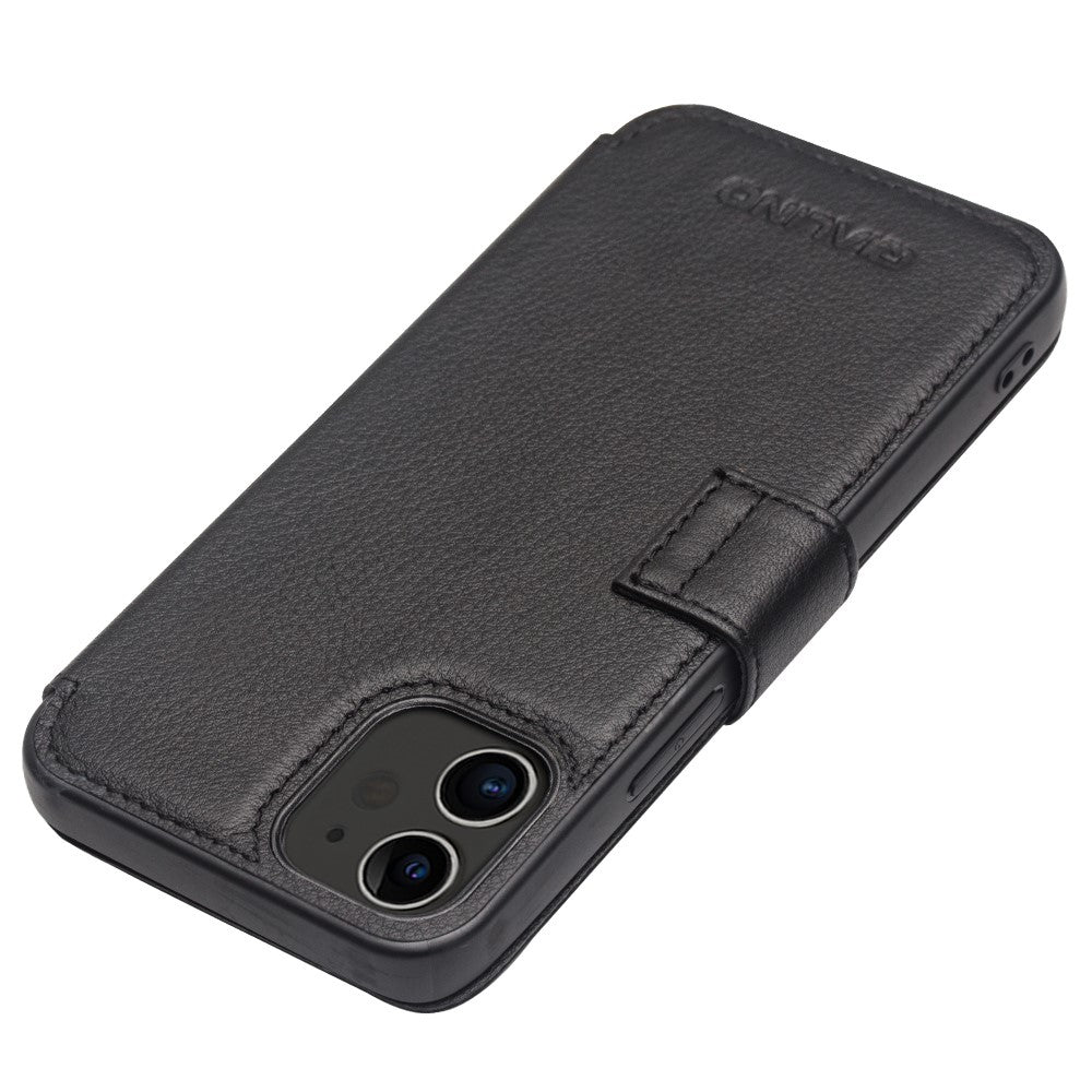 QIALINO Commercial Magnetic Clasp Top Cowhide Leather Case for iPhone 12 mini Cover