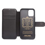 QIALINO Commercial Magnetic Clasp Top Cowhide Leather Case for iPhone 12 mini Cover
