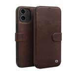 QIALINO Commercial Magnetic Clasp Top Cowhide Leather Case for iPhone 12 mini Cover