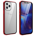 For iPhone 12 Pro Max Shell Magnetic Installation Metal Edge + Double-sided Tempered Glass Cover