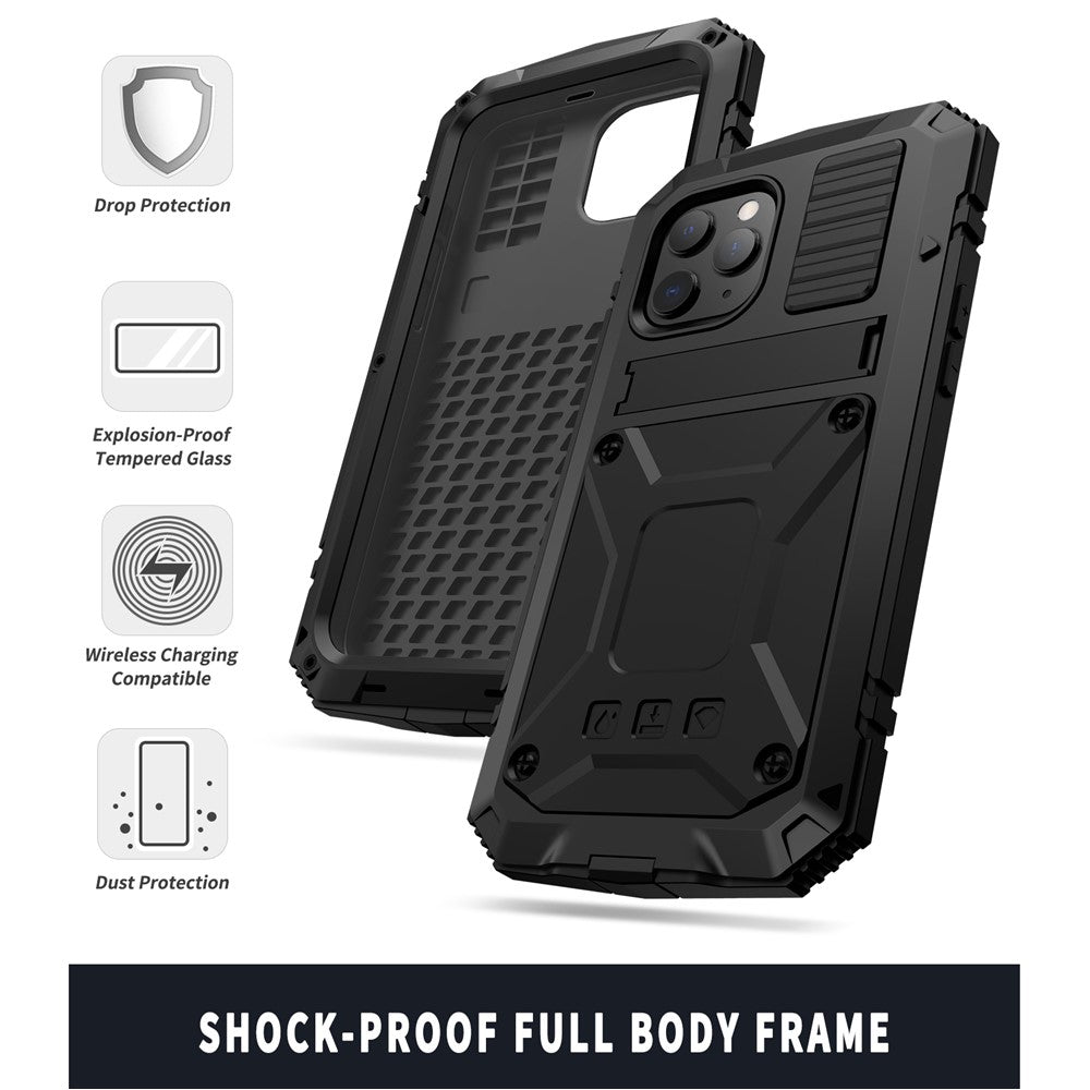 R-JUST Shockproof Dustproof Waterproof Protector Case for iPhone 12 Pro Max Kickstand Shell with Accurate Cut-outs