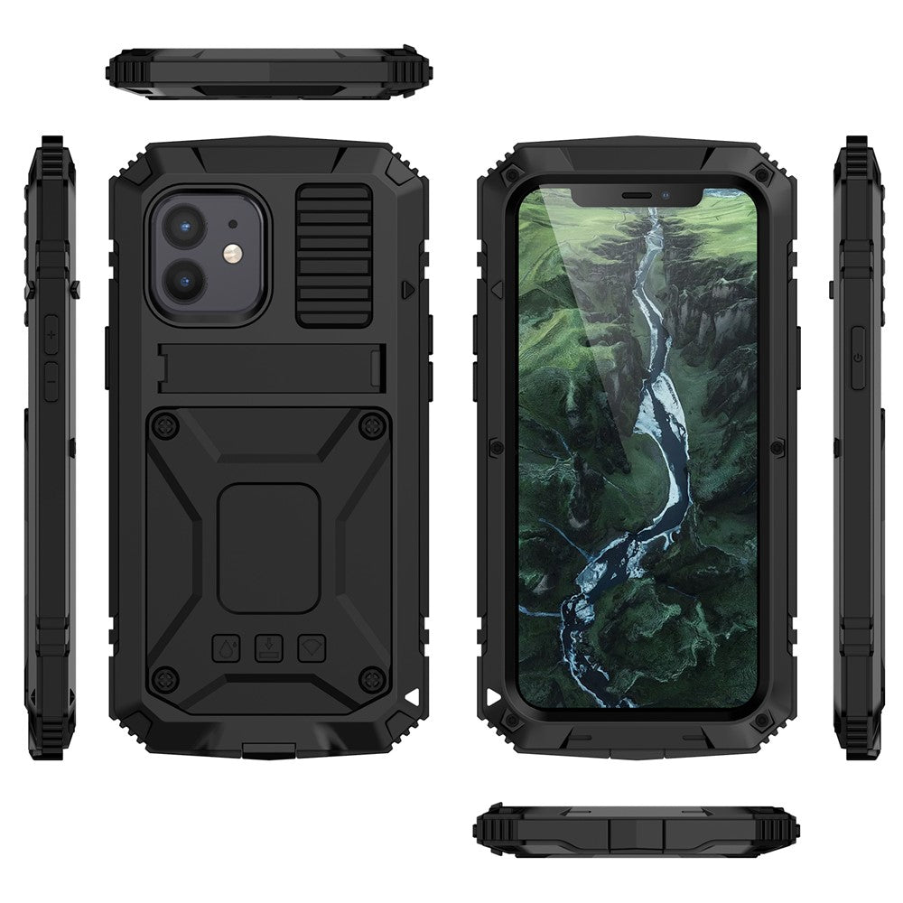 R-JUST Shockproof Dustproof Waterproof Protector Cover for iPhone 12 mini Kickstand Shell