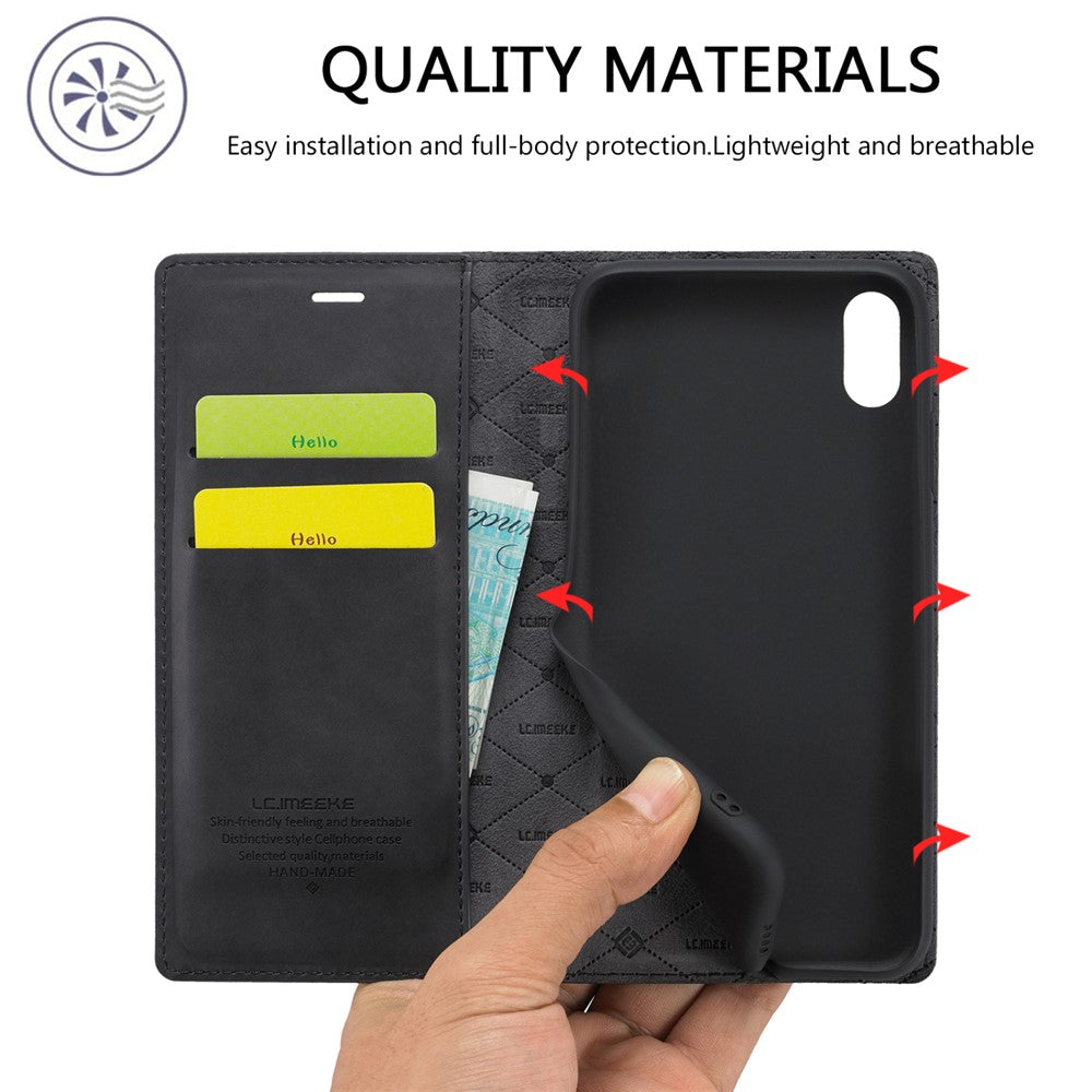 LC.IMEEKE Leather Wallet Stand Strong Magnetic Phone Protective Shell for iPhone XS Max