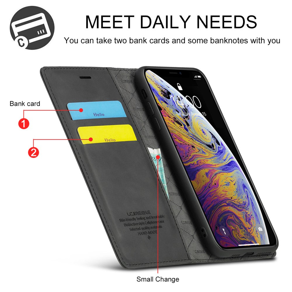 LC.IMEEKE Leather Wallet Stand Strong Magnetic Phone Protective Shell for iPhone XS Max