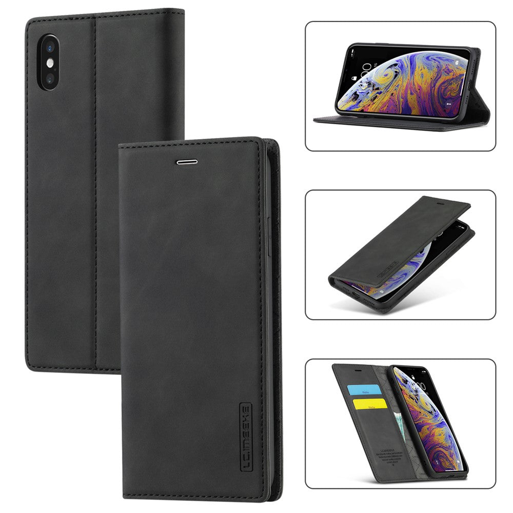 LC.IMEEKE Leather Wallet Stand Strong Magnetic Phone Protective Shell for iPhone XS Max