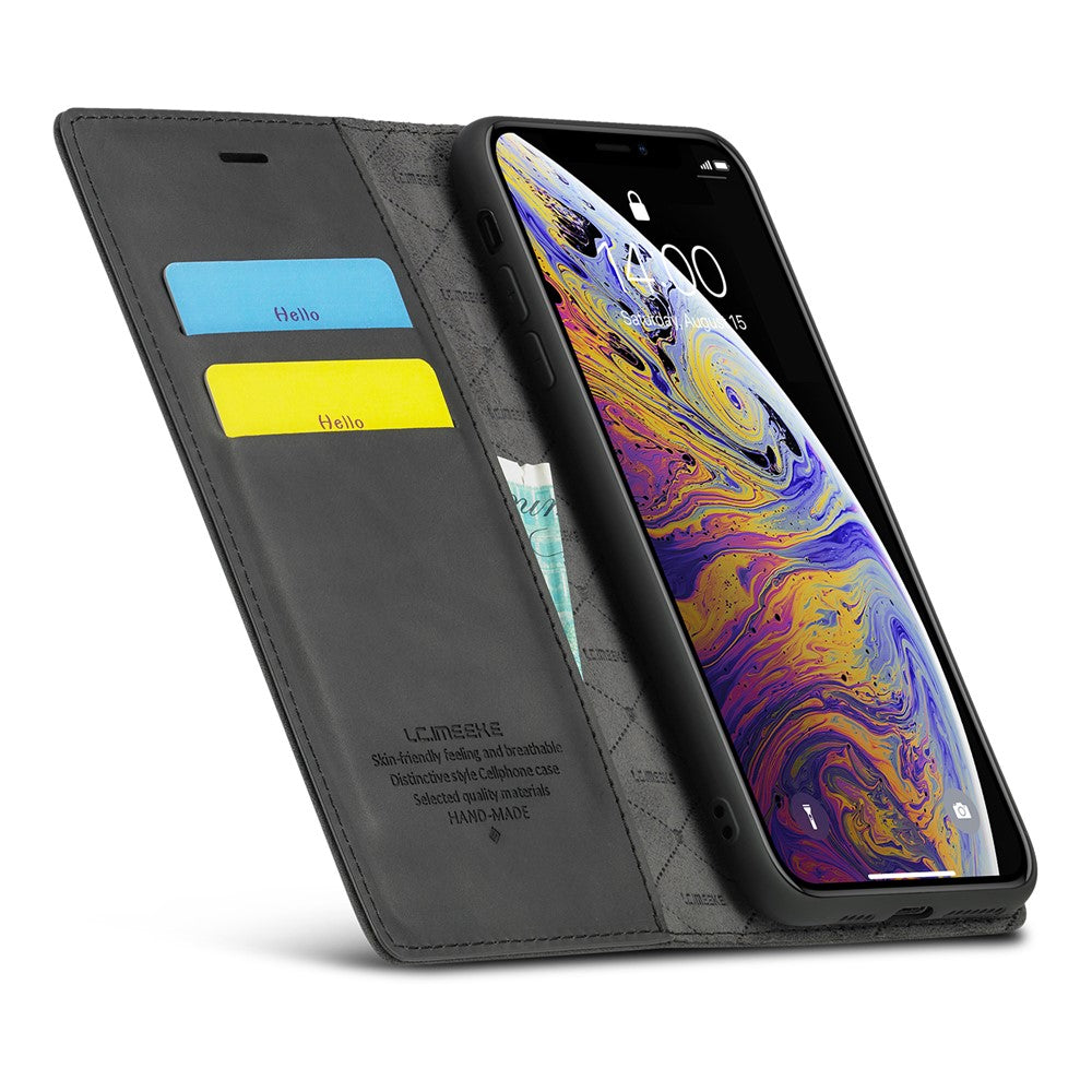 LC.IMEEKE Leather Wallet Stand Strong Magnetic Phone Protective Shell for iPhone XS Max