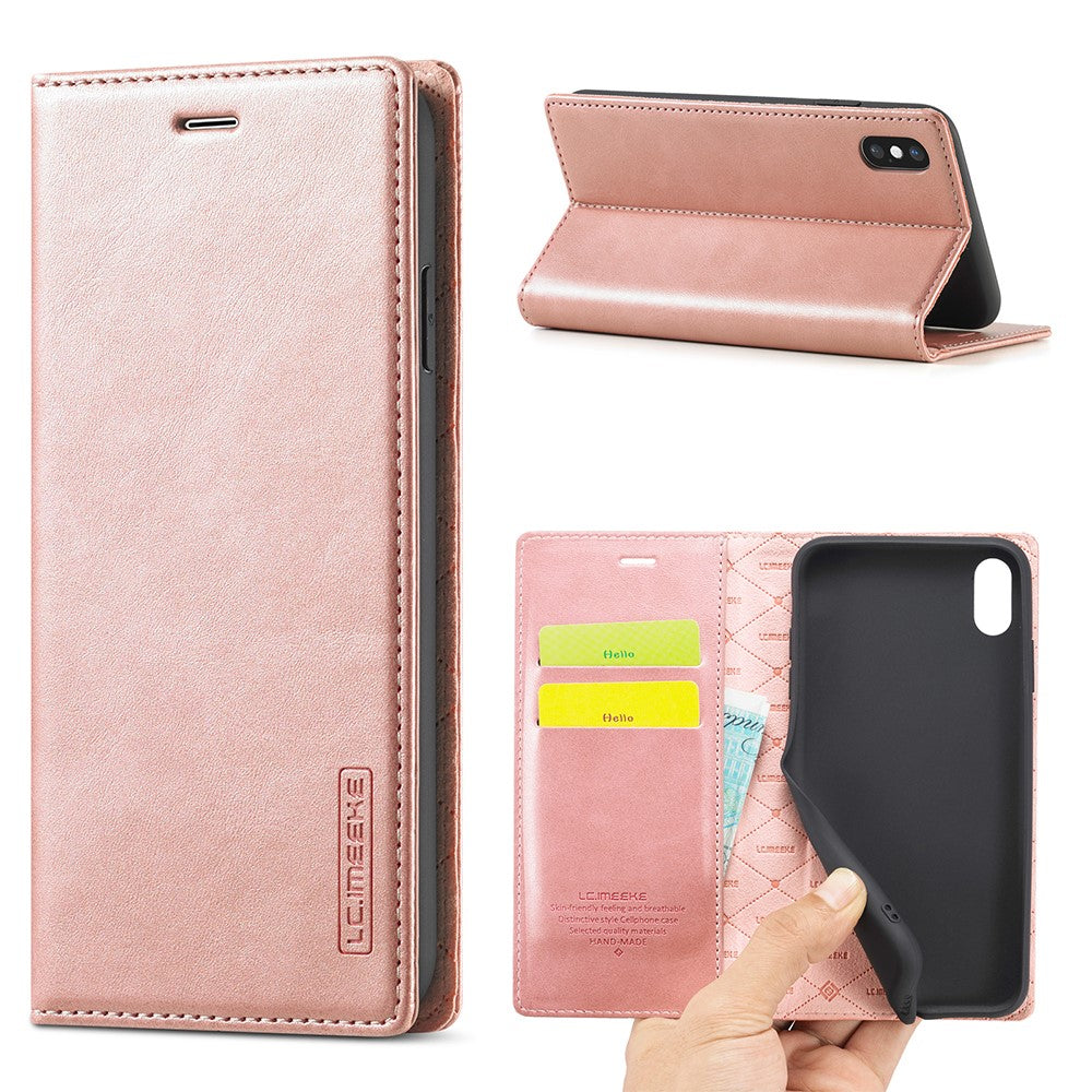 LC.IMEEKE Leather Wallet Stand Strong Magnetic Phone Protective Shell for iPhone XS Max