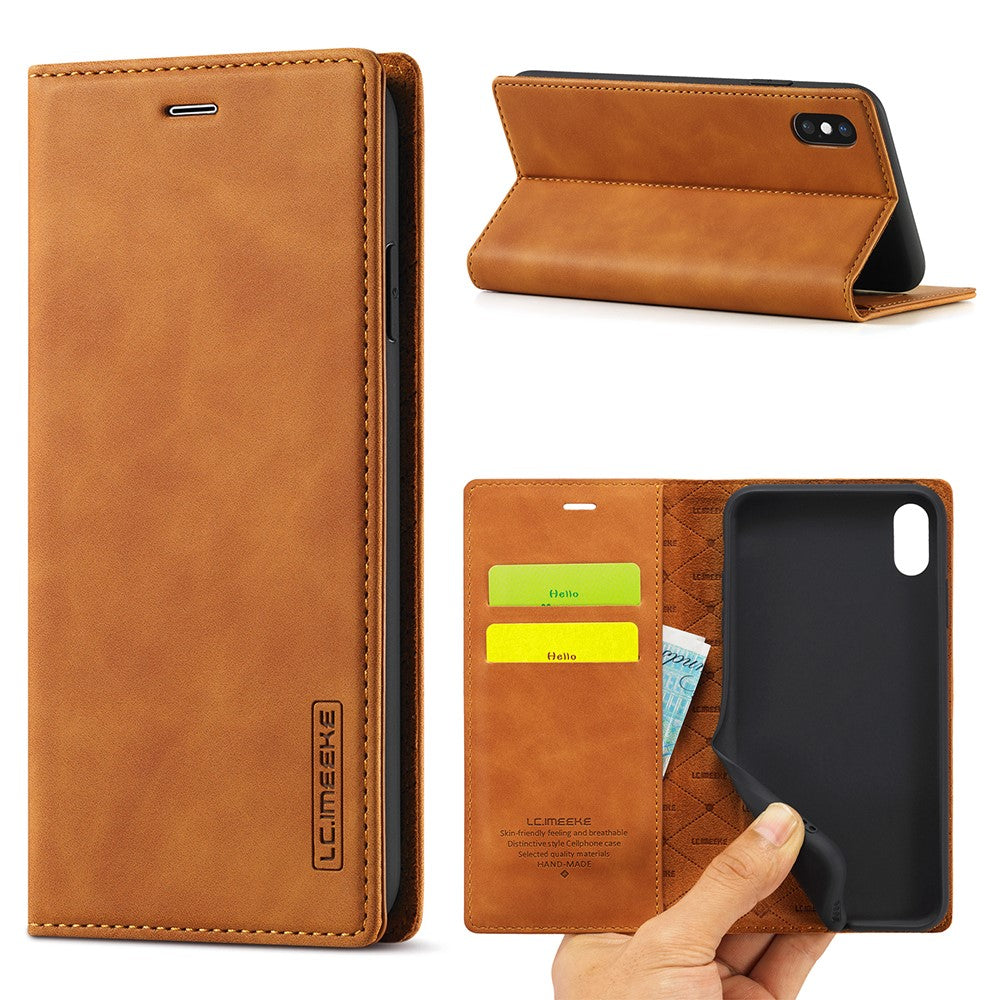 LC.IMEEKE Leather Wallet Stand Strong Magnetic Phone Protective Shell for iPhone XS Max