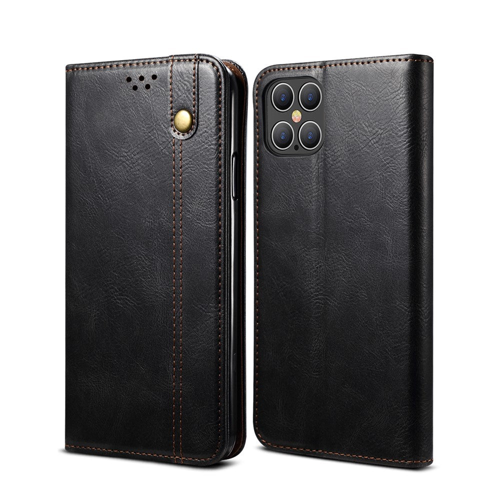 Waxy Crazy Horse Tekstur TPU + PU Læder Telefoncover til iPhone 12/12 Pro