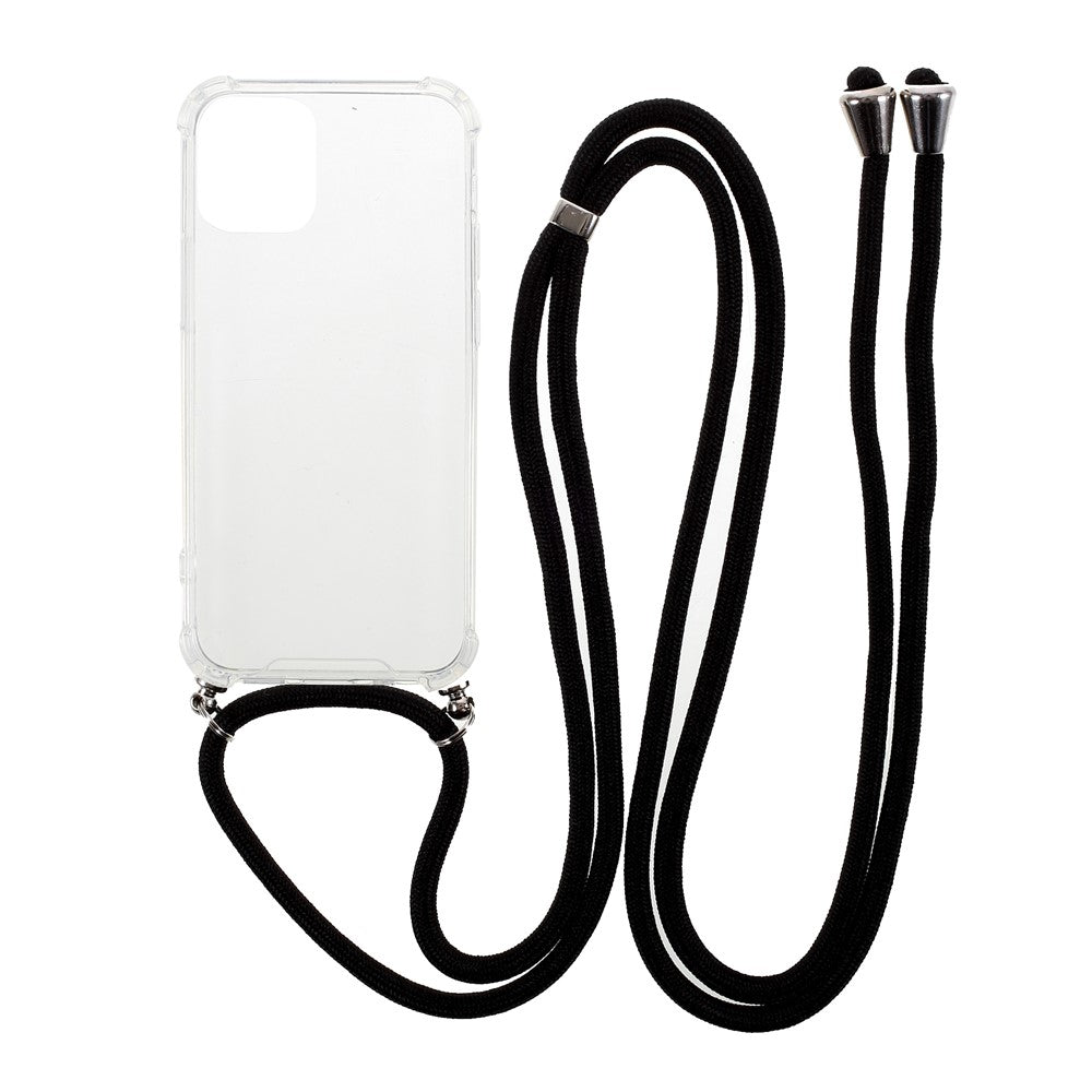 Anti-fald Cover til iPhone 12 mini, blank TPU+akryl cover med tekstilstrop