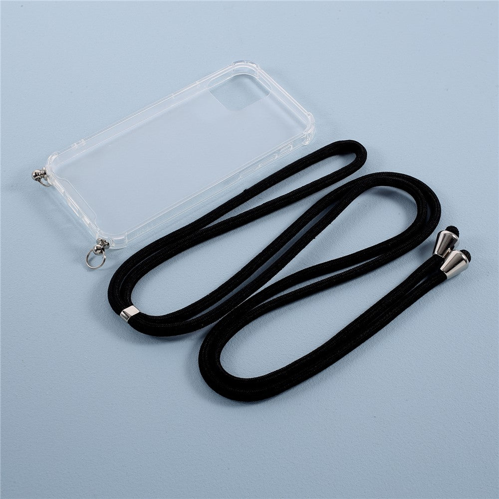 Anti-fald Cover til iPhone 12 mini, blank TPU+akryl cover med tekstilstrop