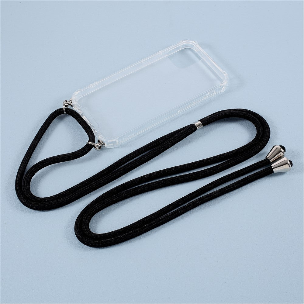 Anti-fald Cover til iPhone 12 mini, blank TPU+akryl cover med tekstilstrop