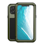 LOVE MEI Silikone + Metalramme Barformet Telefoncover med Hærdet Glasfilm til iPhone 12 Pro Max