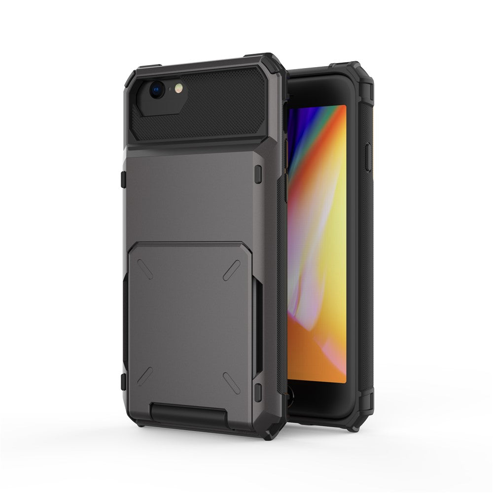 Flip Card Holder TPU+PC Hybrid Protector Cover for iPhone SE (2020) / SE (2022) / 8 / 7 4.7 inch