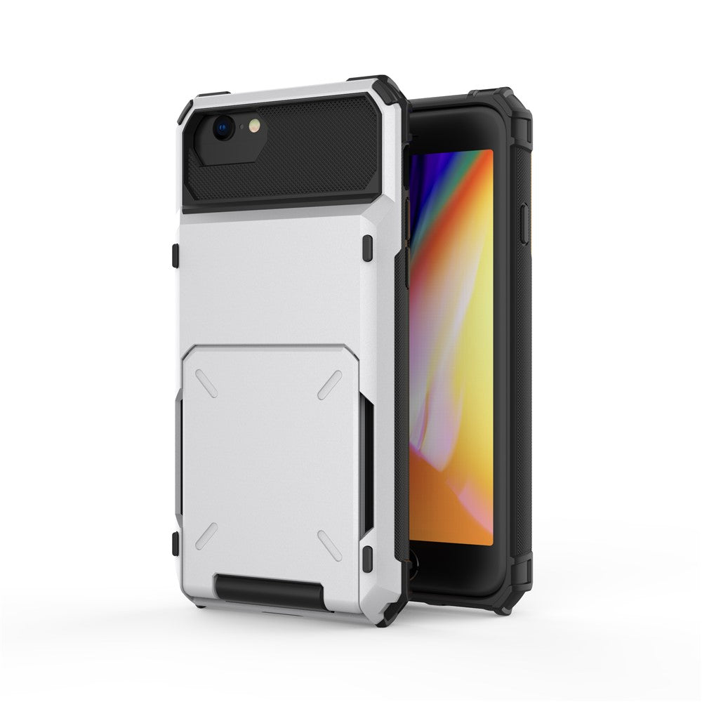 Flip Card Holder TPU+PC Hybrid Protector Cover for iPhone SE (2020) / SE (2022) / 8 / 7 4.7 inch