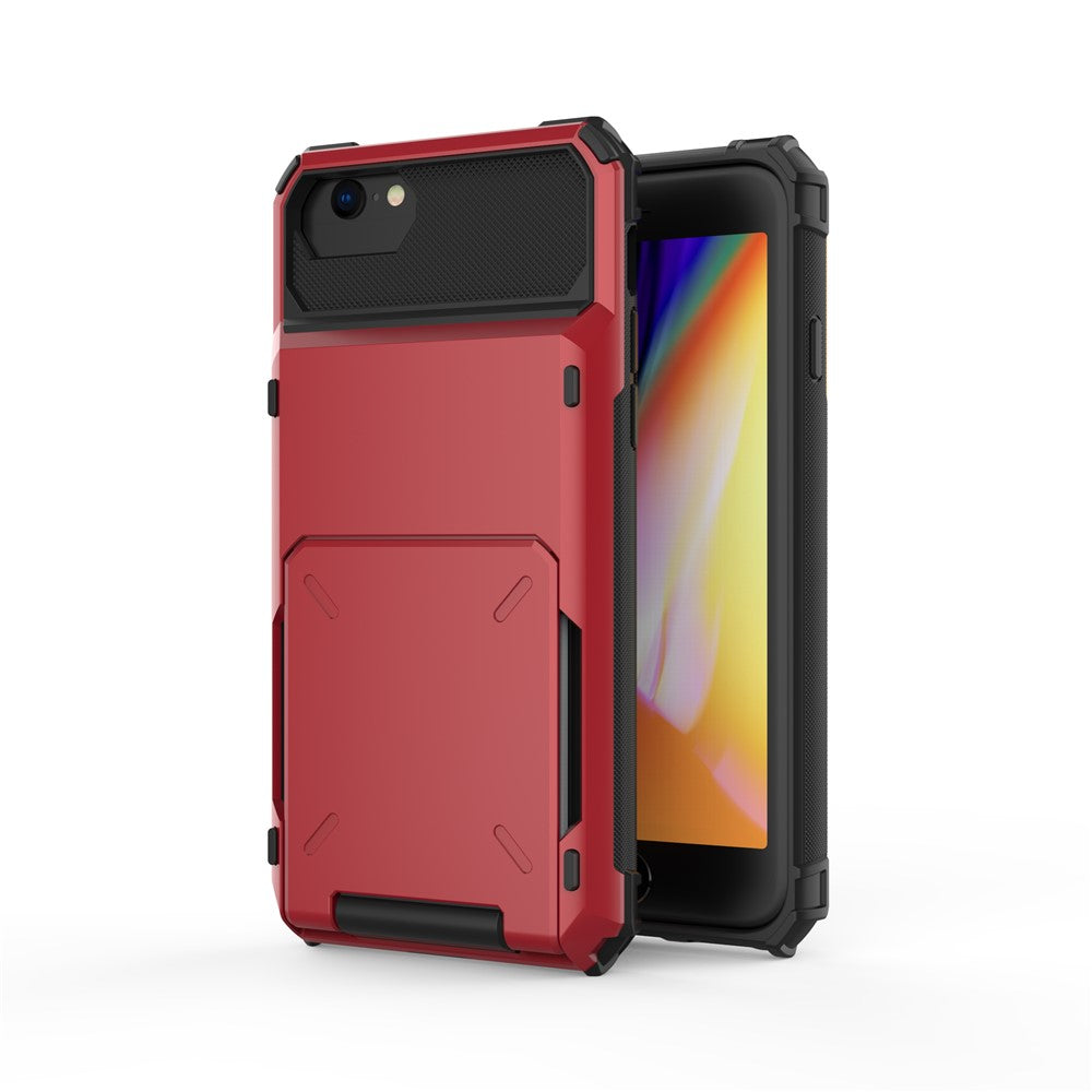 Flip Card Holder TPU+PC Hybrid Protector Cover for iPhone SE (2020) / SE (2022) / 8 / 7 4.7 inch