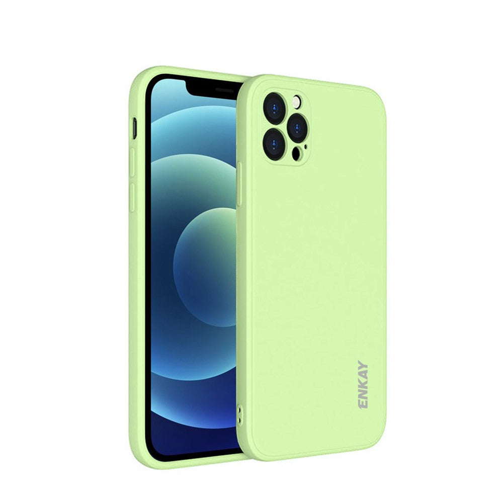 ENKAY HAT PRINCE ENK-PC070 Straight Edge Precise Hole Soft Plain Liquid Silicone Phone Protective Case for iPhone 12 Pro Max