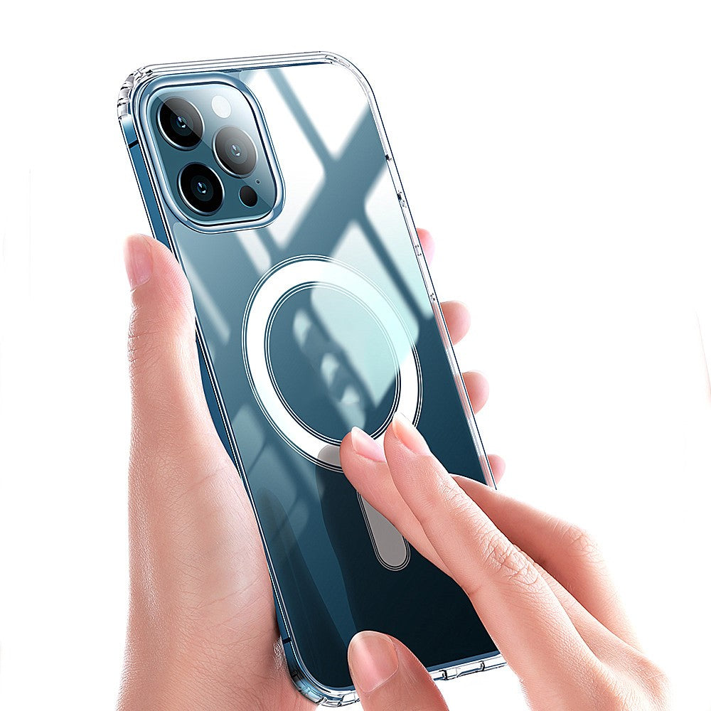 Transparent magnetiskt mobilskal för iPhone 11 Pro Max 6,5 tum TPU+PC hybridskal