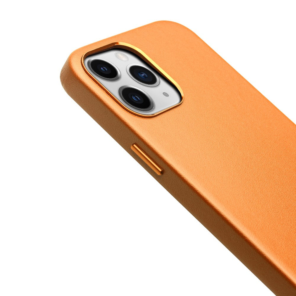 QIALINO Cowhide Leather Coated TPU Phone Cover for iPhone 12 / 12 Pro