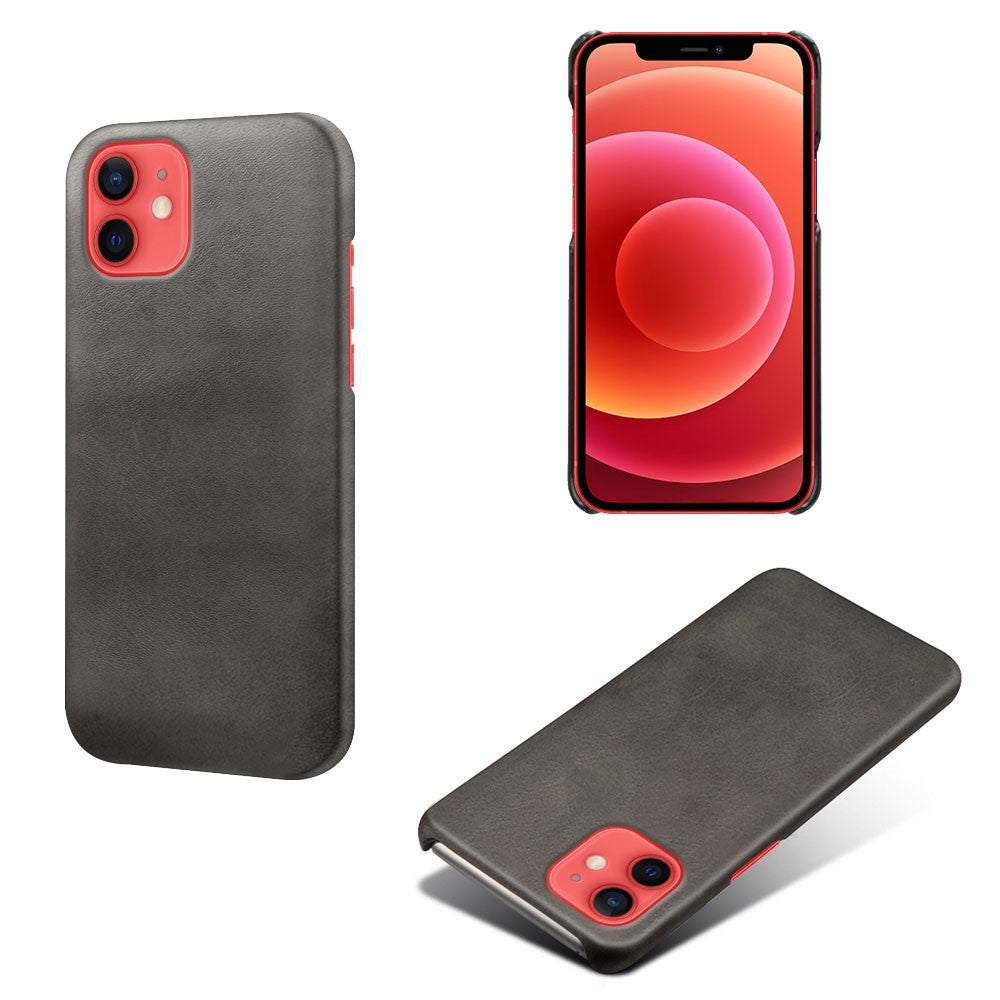 Precise Hole Opening PU Leather Coated PC Phone Back Case for iPhone 12 mini