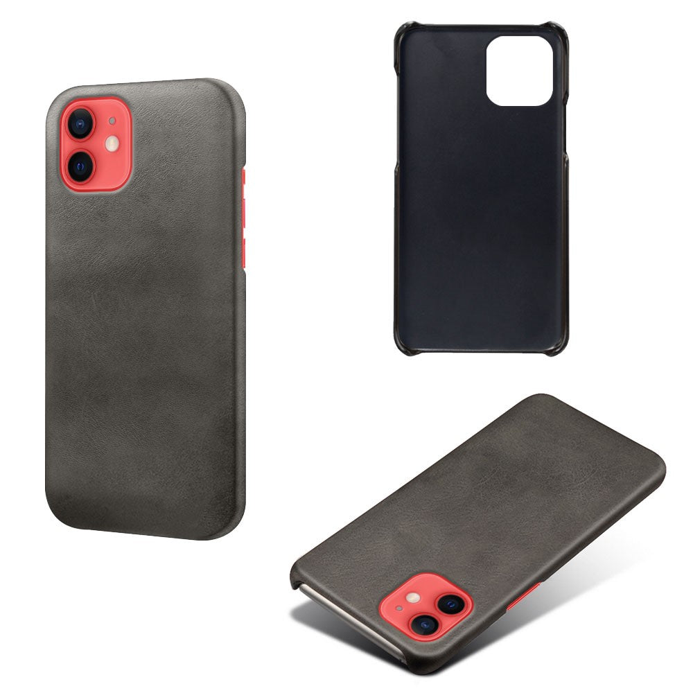 Precise Hole Opening PU Leather Coated PC Phone Back Case for iPhone 12 mini