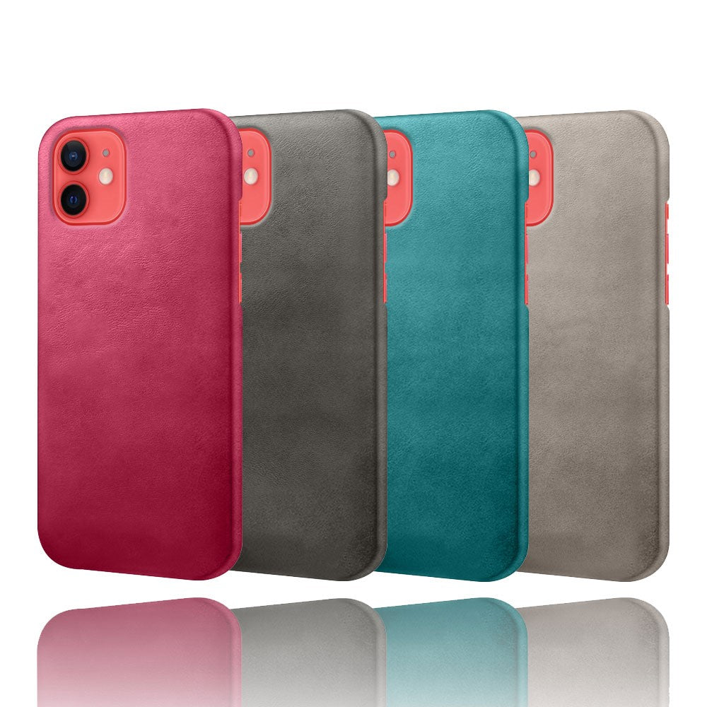 Precise Hole Opening PU Leather Coated PC Phone Back Case for iPhone 12 mini