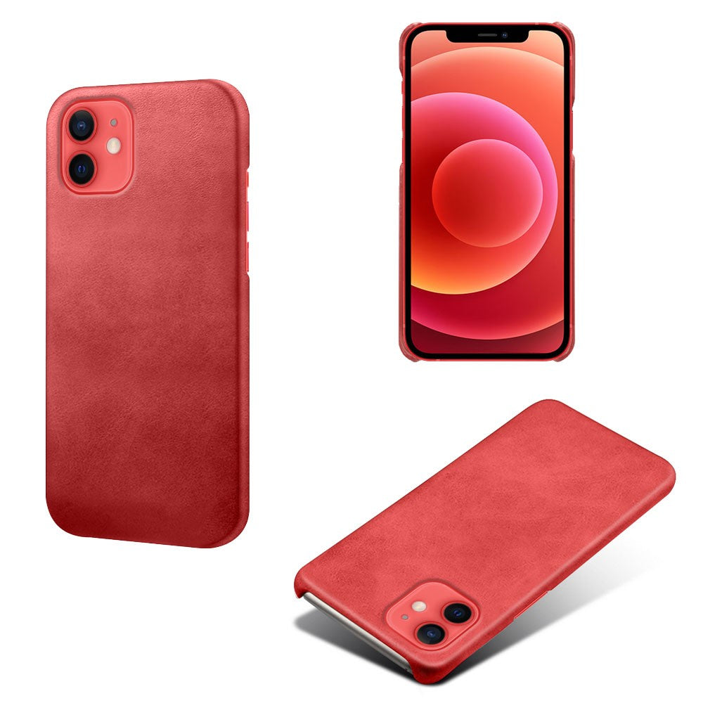 Precise Hole Opening PU Leather Coated PC Phone Back Case for iPhone 12 mini
