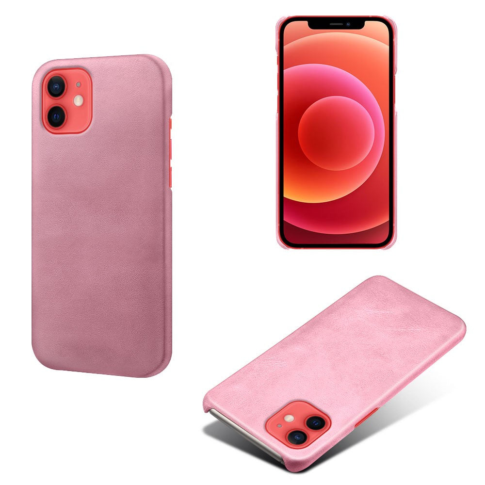 Precise Hole Opening PU Leather Coated PC Phone Back Case for iPhone 12 mini