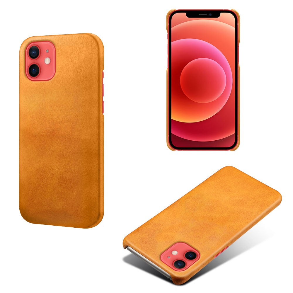 Precise Hole Opening PU Leather Coated PC Phone Back Case for iPhone 12 mini