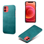Precise Hole Opening PU Leather Coated PC Phone Back Case for iPhone 12 mini