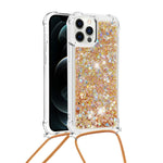 Shockproof Dynamic Quicksand TPU Cell Phone Protective Cover with Lanyard for iPhone 12 Pro Max