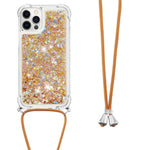 Shockproof Dynamic Quicksand TPU Cell Phone Protective Cover with Lanyard for iPhone 12 Pro Max
