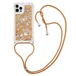 Shockproof Dynamic Quicksand TPU Cell Phone Protective Cover with Lanyard for iPhone 12 Pro Max