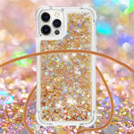 Shockproof Dynamic Quicksand TPU Cell Phone Protective Cover with Lanyard for iPhone 12 Pro Max