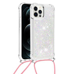 Shockproof Dynamic Quicksand TPU Cell Phone Protective Cover with Lanyard for iPhone 12 Pro Max