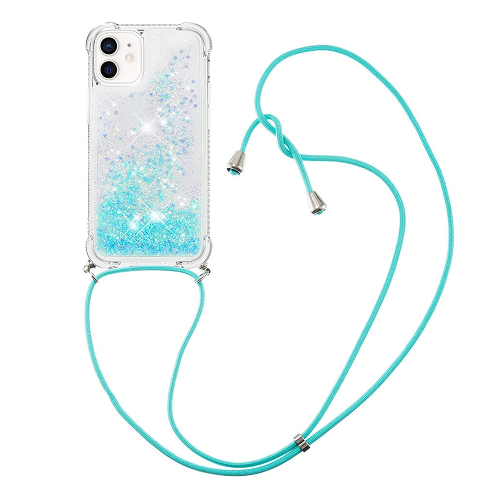 Dynamic Quicksand TPU Shockproof Cell Phone Protective Cover with Strap for iPhone 12 mini