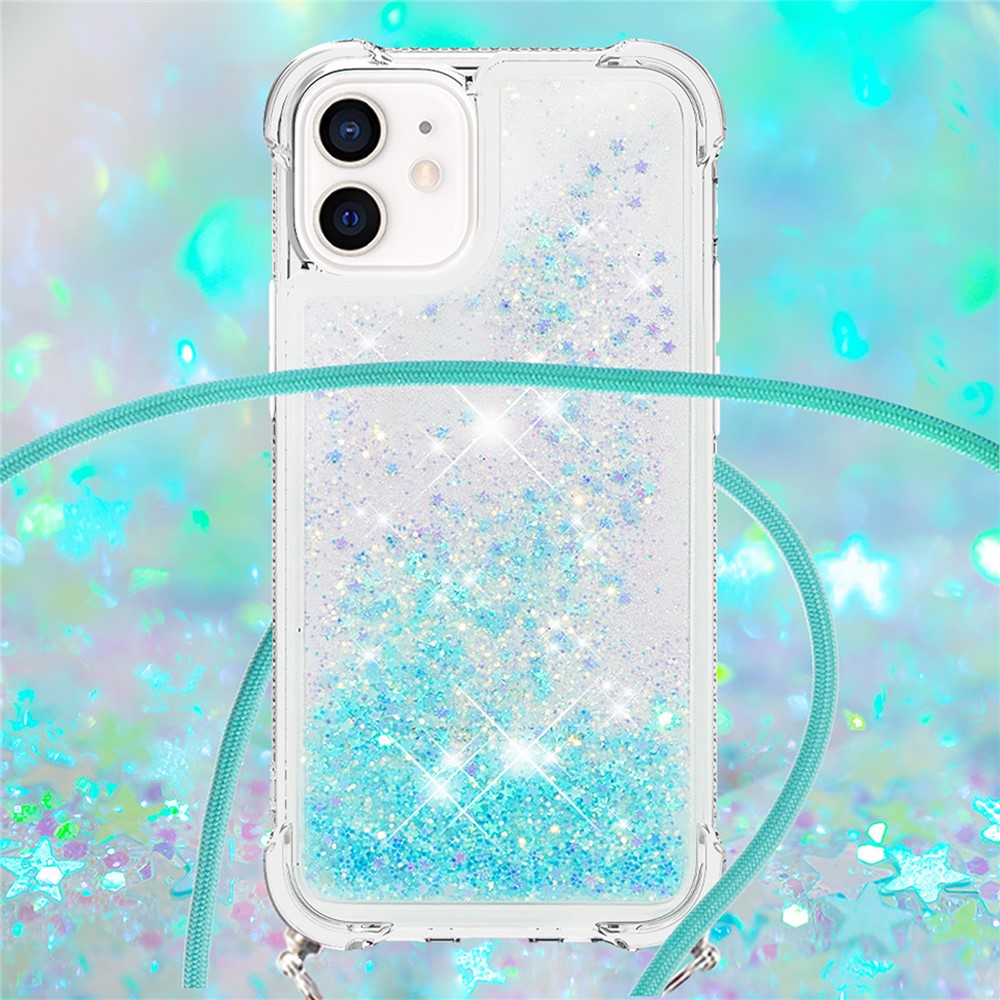 Dynamic Quicksand TPU Shockproof Cell Phone Protective Cover with Strap for iPhone 12 mini