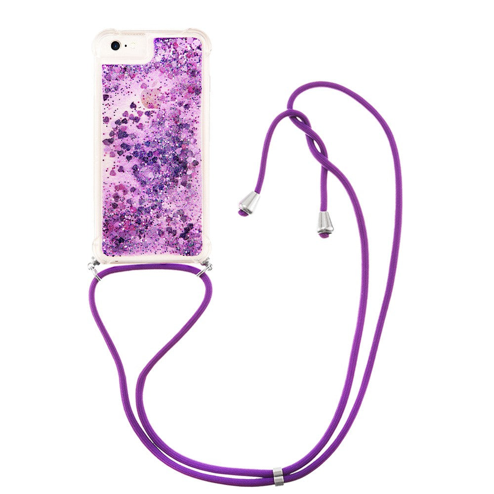 TPU Case Quicksand Phone Cover with Lanyard for iPhone SE (2020) / SE (2022) / iPhone 8 / 7 / 6s