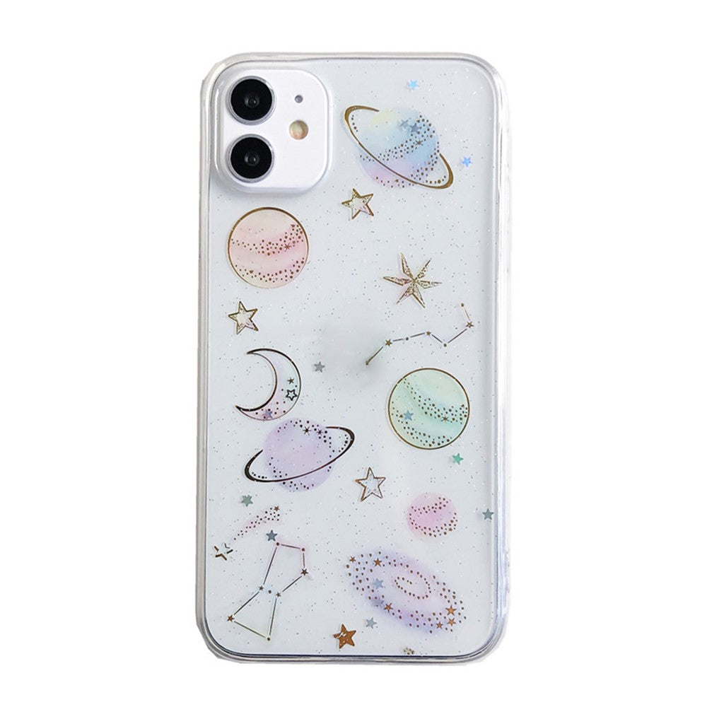 Stjärnplanettryckdesign Epoxyklistermärken TPU-skal för iPhone 11 6,1 tum