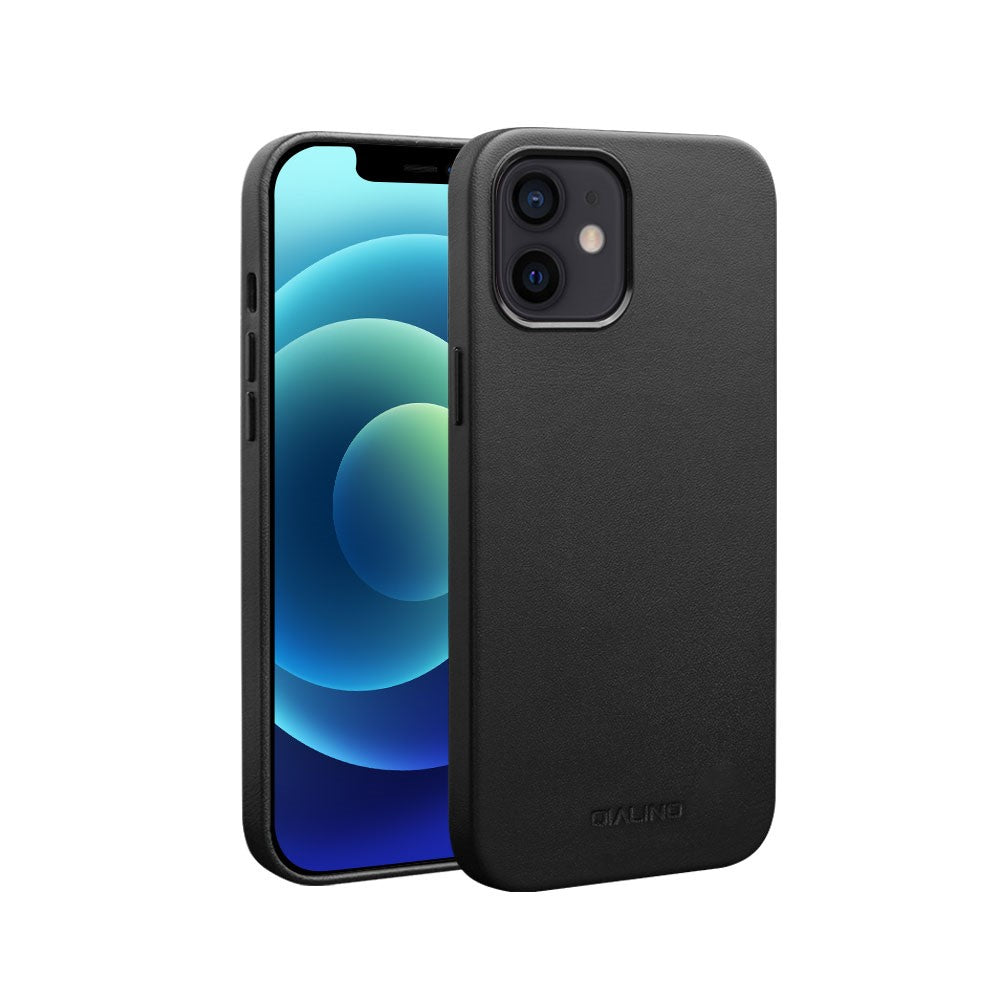 QIALINO til iPhone 12 6,1 tommer / 12 Pro 6,1 tommer Kompatibel med MagSafe Opladning Telefoncover Ægte Lædercover af Koskind