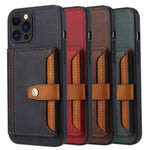 Fuld Beskyttelse PU Læderbelagt TPU Cover med Støttefod og Kortlommer til iPhone 12/12 Pro