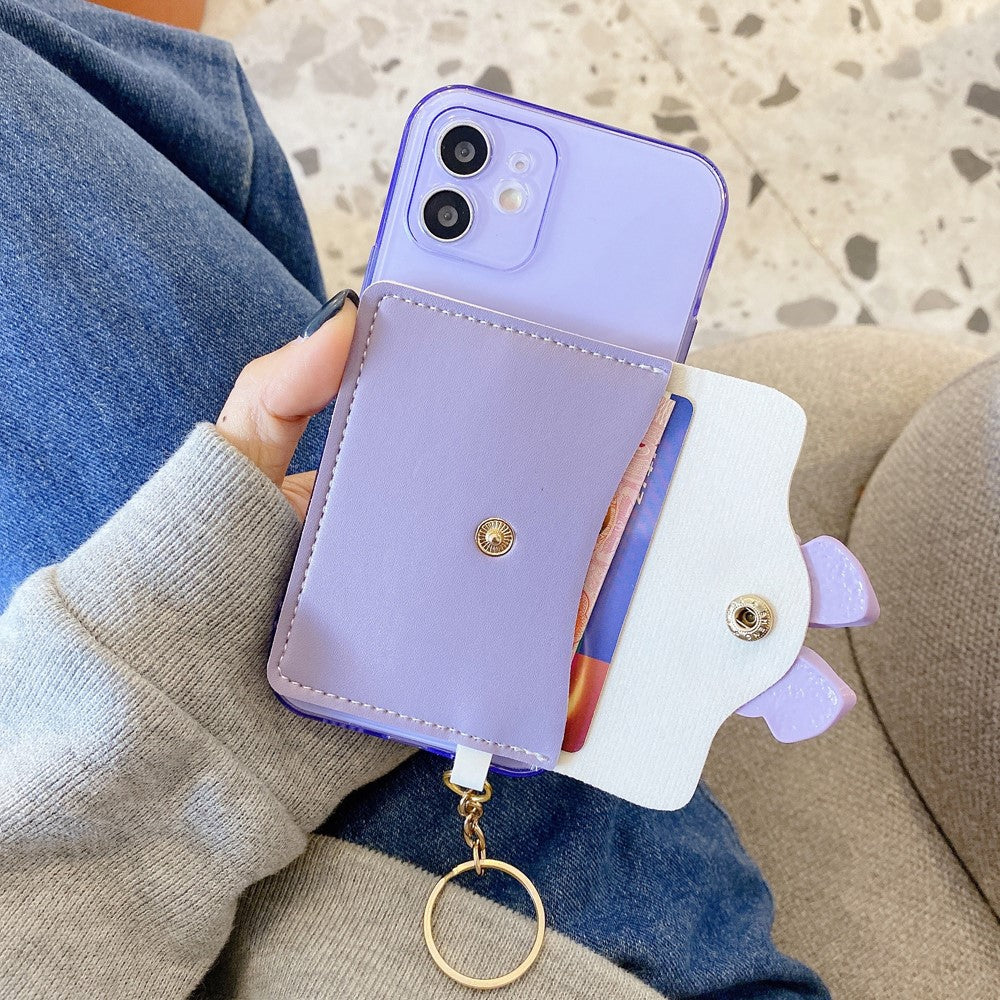 PU Leather Coated TPU Case Bowknot Design with Card Pocket for iPhone 12 mini