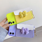 PU Leather Coated TPU Case Bowknot Design with Card Pocket for iPhone 12 mini