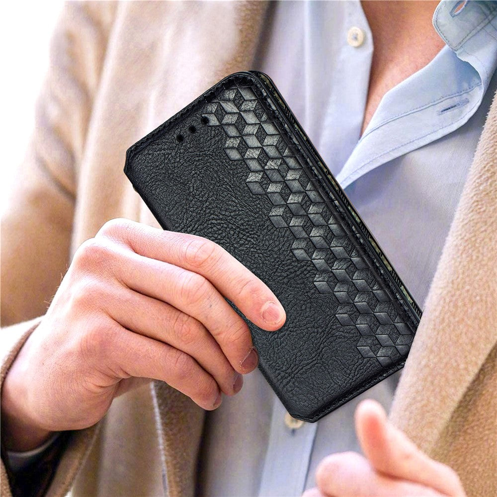 For iPhone 7 / 8 / SE (2020) / SE (2022) PU Leather Case Rhombus Imprint Wallet Stand Phone Cover