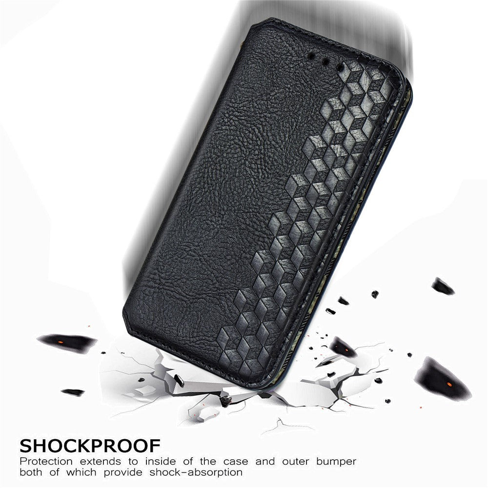 For iPhone 7 / 8 / SE (2020) / SE (2022) PU Leather Case Rhombus Imprint Wallet Stand Phone Cover