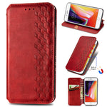 For iPhone 7 / 8 / SE (2020) / SE (2022) PU Leather Case Rhombus Imprint Wallet Stand Phone Cover