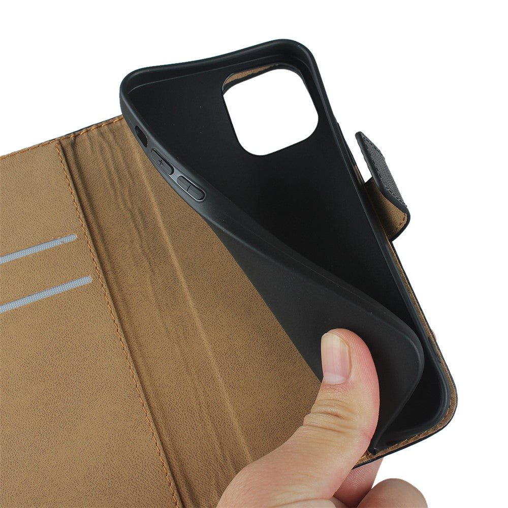 Genuine Leather Wallet Stand Phone Protector Case Shell for iPhone 12 / 12 Pro
