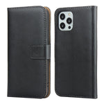 Genuine Leather Wallet Stand Phone Protector Case Shell for iPhone 12 / 12 Pro