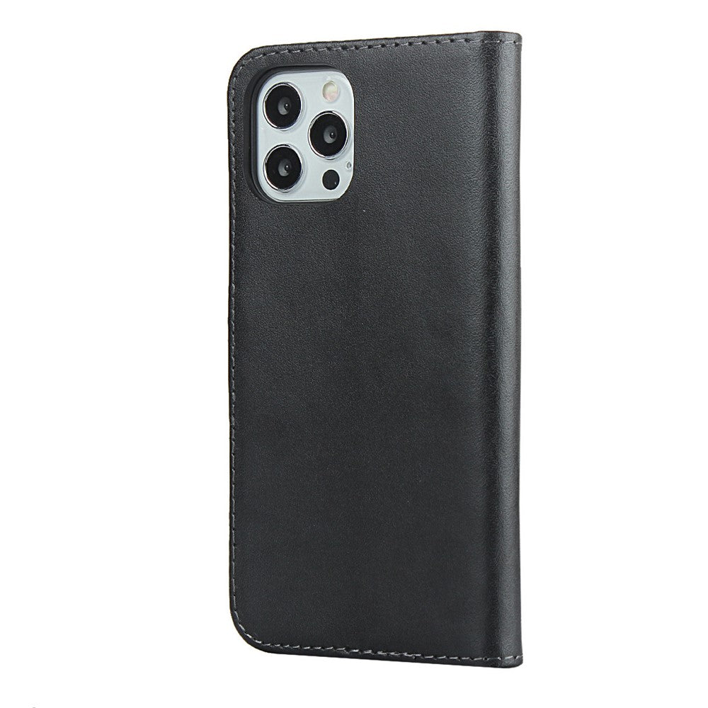 Genuine Leather Wallet Stand Phone Protector Case Shell for iPhone 12 / 12 Pro