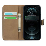 Genuine Leather Wallet Stand Phone Protector Case Shell for iPhone 12 / 12 Pro